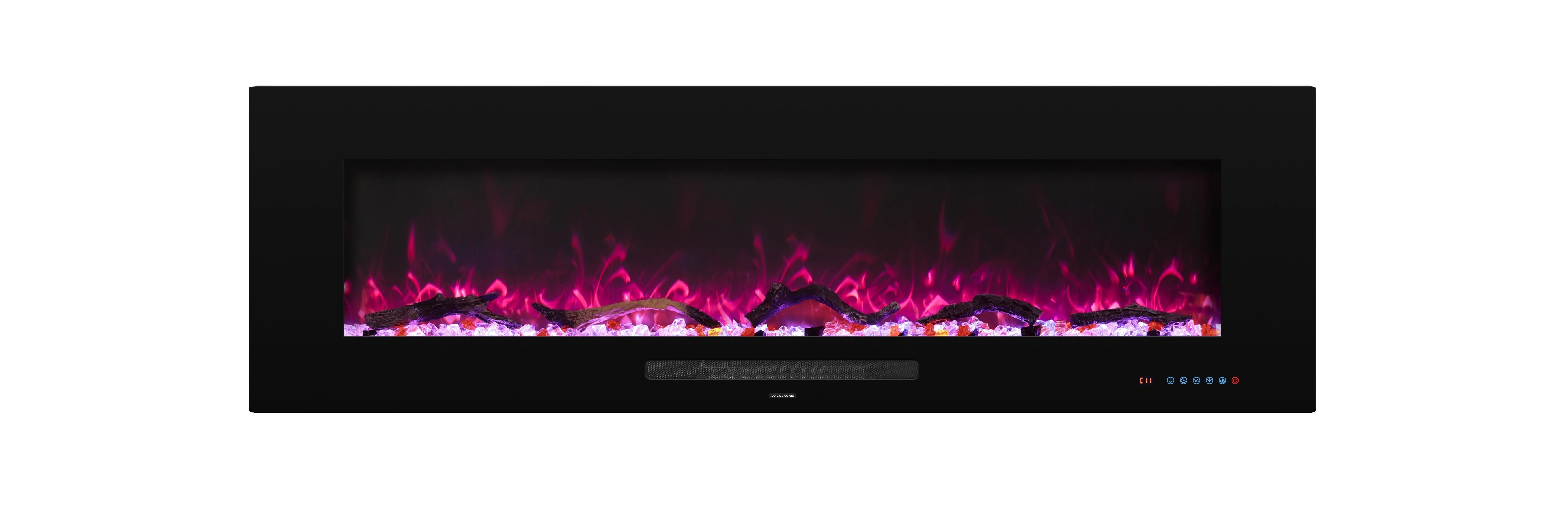 60-Inch Wall Mounted Electric Fireplace Hot Sale Multi-Flame Colors Adjustable Brightness For Hotels English Operating