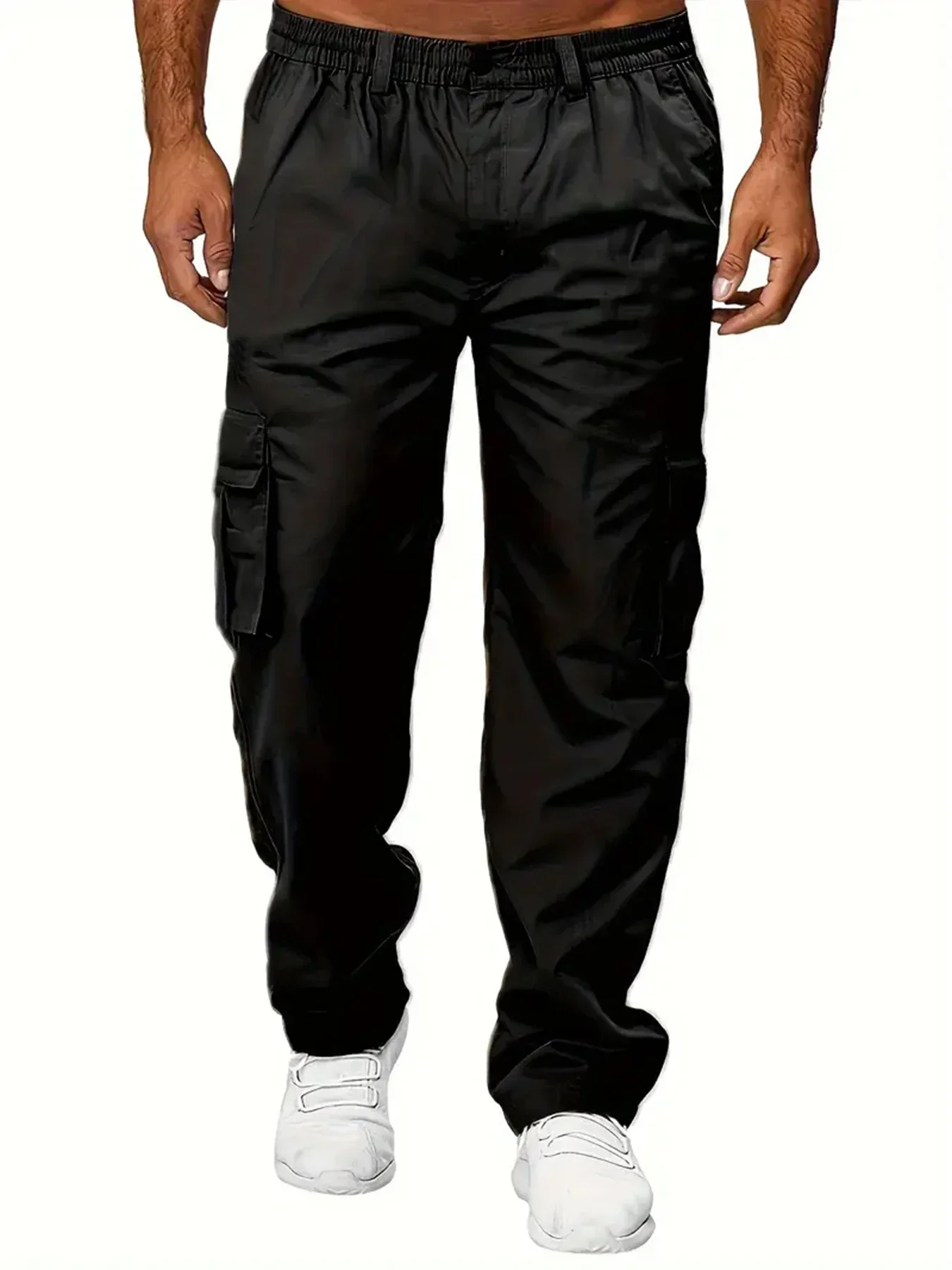 Men's Cargo Pants Sweatpants Outdoor Loose Straight Long Trousers Summer Casual Multi-Pocket Durable Workwear Male Trousers