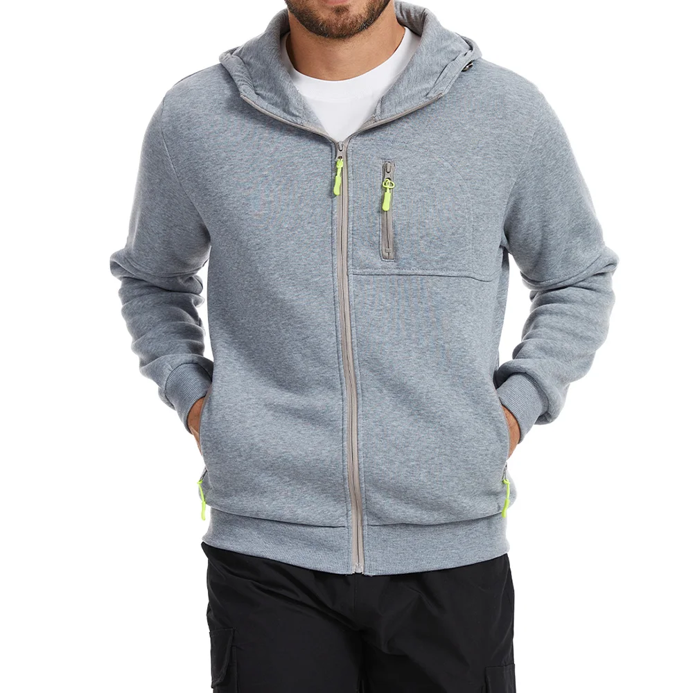 

Spring Autumn Men's Sweatshirt Jacket Casual Slim Fit Hooded Solid Color Stylish Male Outwear Breathable Fashion Streetwear