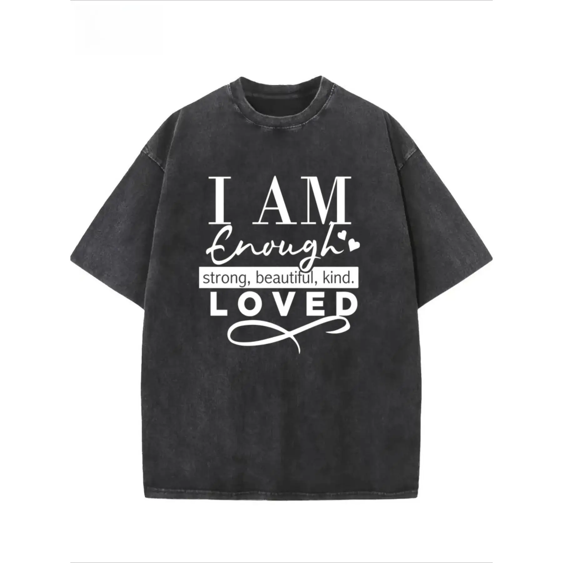

"I AM ENOUGH" Positive Affirmation T-shirt, Women's Oversized Washed Tee, Self Love Gift, Strong Beautiful Loved Casual Top