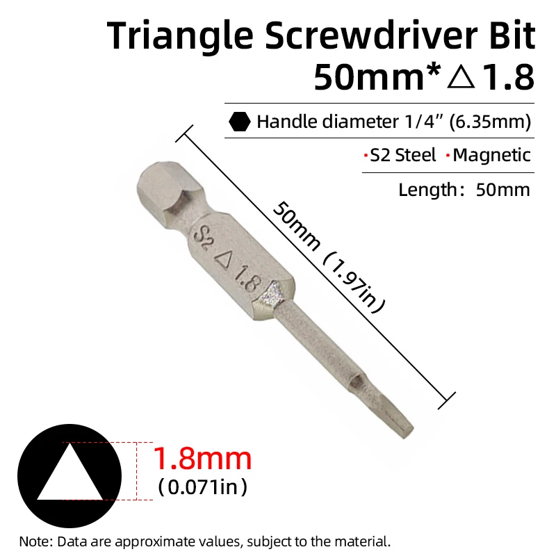 Lot De 6 Embouts De Tournevis Triangulaires Magnétiques – 50 Mm, Acier S2, 1/4 De Pouce