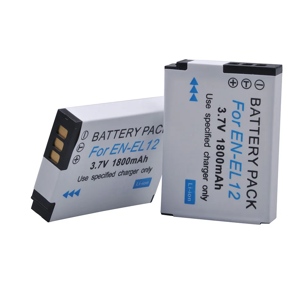 EN-EL12 ENEL12 1800mAh EN EL12 Battery and Charger for Nikon Coolpix A1000 B600 W300 A900 AW100 AW110 AW120 AW130 S9700 S9500