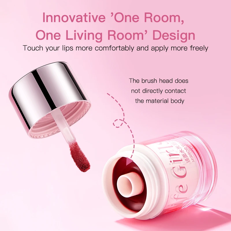 Life Girls 6 สี Mirror Water Lip Jelly Moisturizing สีติดทนนาน Lip Glaze แต่งหน้าลิปกลอส