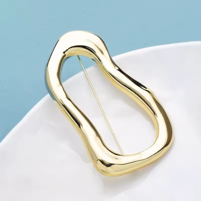 Wuli&baby Stainless Steel Big Circle Brooches Pins For Women Men 2-color All-match Geometric Brooch Gifts - Image 5