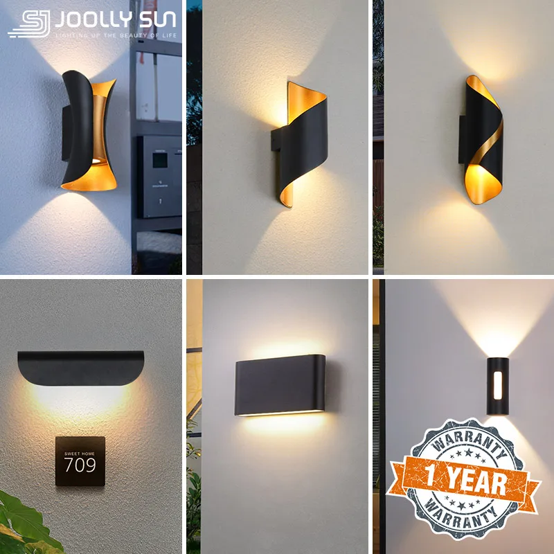 JoollySun Wall Light Outdoor Lamp Home Decor Lighting for Balcony Garden LED Waterproof Aluminium Modern Wall Mounted Sconces