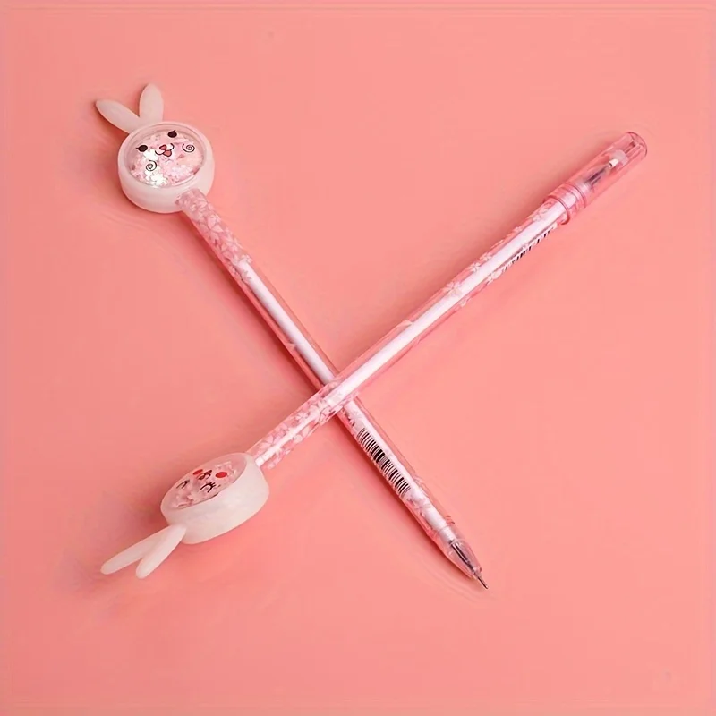Creative Stationery Rabbit Ears Sequins Neutral Pen Black Pen Cute Small Gift Animal Cartoon Pen