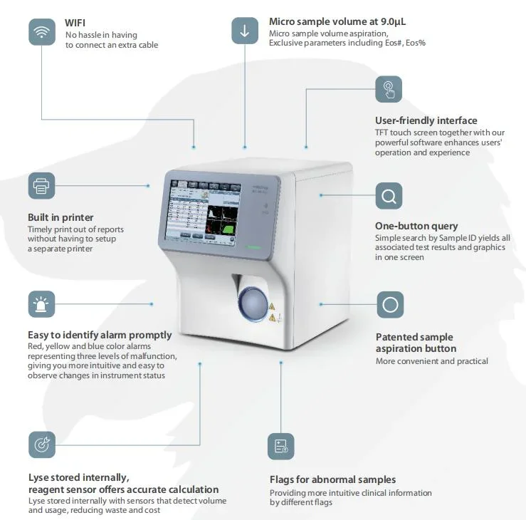 Mindray-BC-30vet Analisador para Vet Animal, Diff de 3 Partes, Análise Química, Mais Preciso, Impressora Embutida