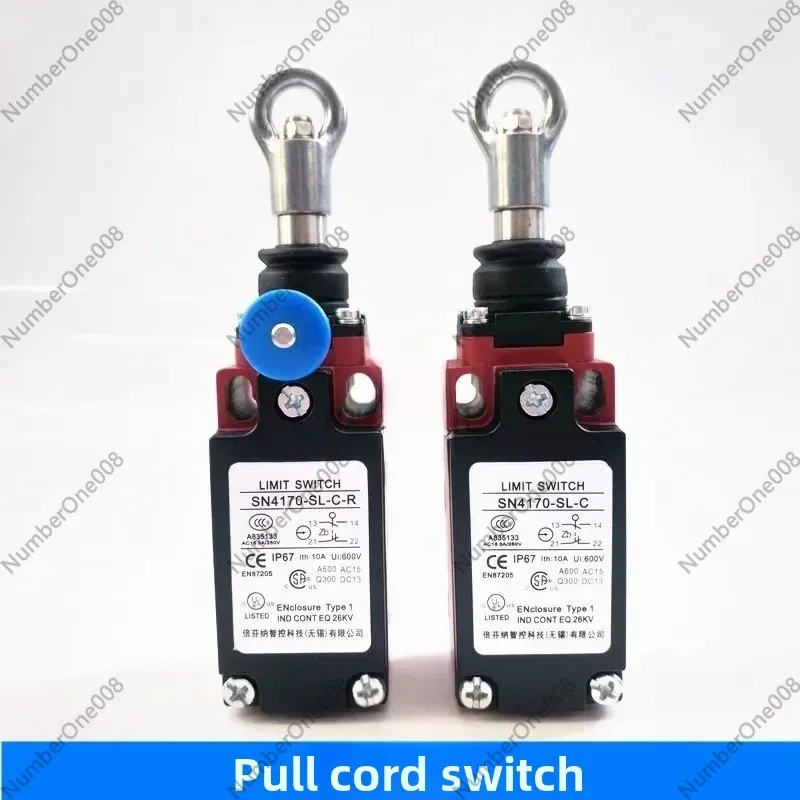 Emergency Stop Pull Cord Switch SN2170/SN4170/SN6170-SL-C-R, Manual Reset Metal Housing IP67 10A 600V for Conveyor Belt