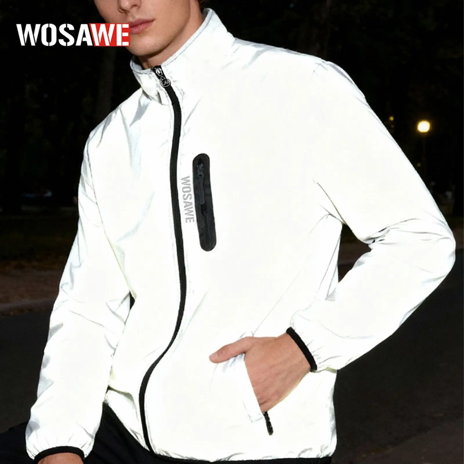WOSAWE Winter Warm MTB Cycling Jacket, Long Sleeve Reflective Biking Jacket