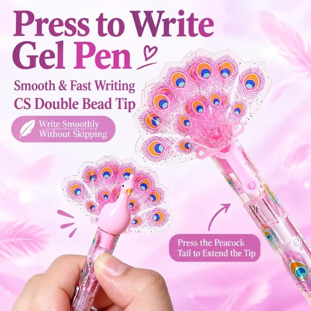 Cute Peacock Spread Tail Gel Pen Black Ink Pen Smooth Writing Writing Pen Comfort Grip Quick Dry Ink Neutral Pen School Supplies