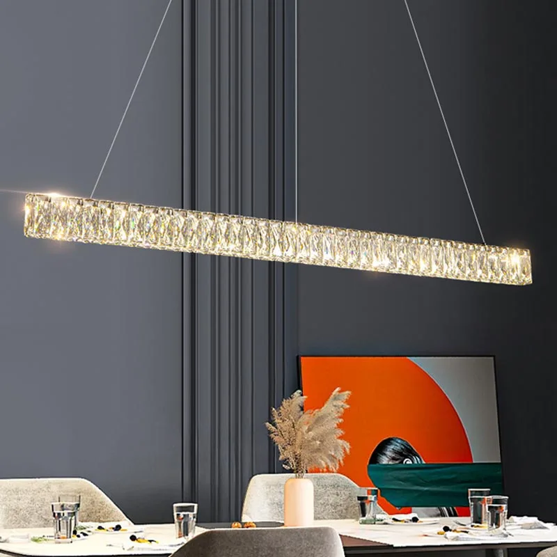 

Modern Simple Modern Chandelier Luxury Interior Decoration Hotel Bar Kitchen Living Room Crystal Pendant Lamps Strip Led Light