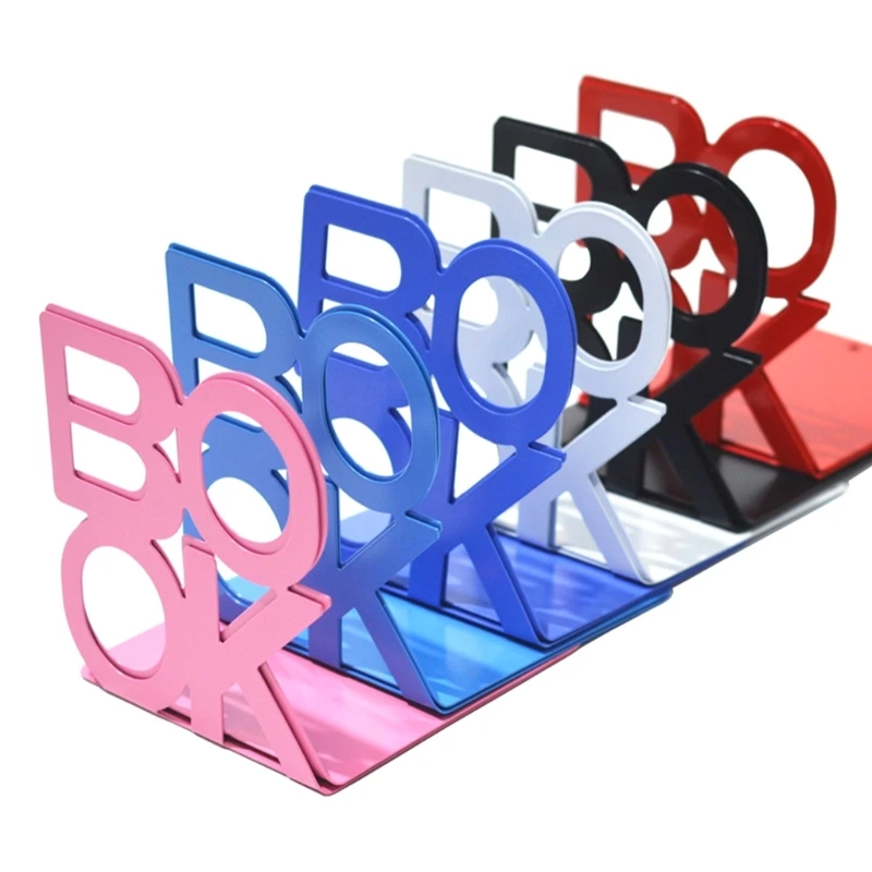 Bookends Non-skid Metal Bookends Books Holder Book Supports for Shelves Metal Decorative Book Ends for Children Desktop