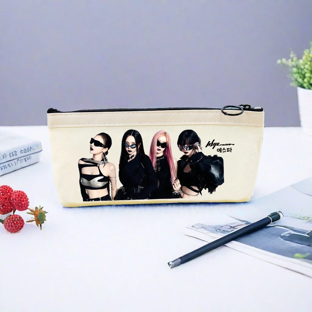 KPOP KARINA NINGNING WINTER GISELLE Canvas Bag Fashion Figure Printed Zipper Handbag Large Capacity Pencil Case Fans Gift