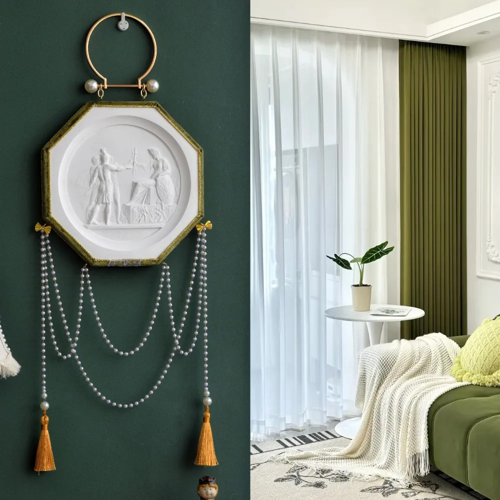 French-style 3D Figure Relief Niche Retro Decorative Paintings Picture Frame Pearl Tassel Paintings Bedroom Living Room