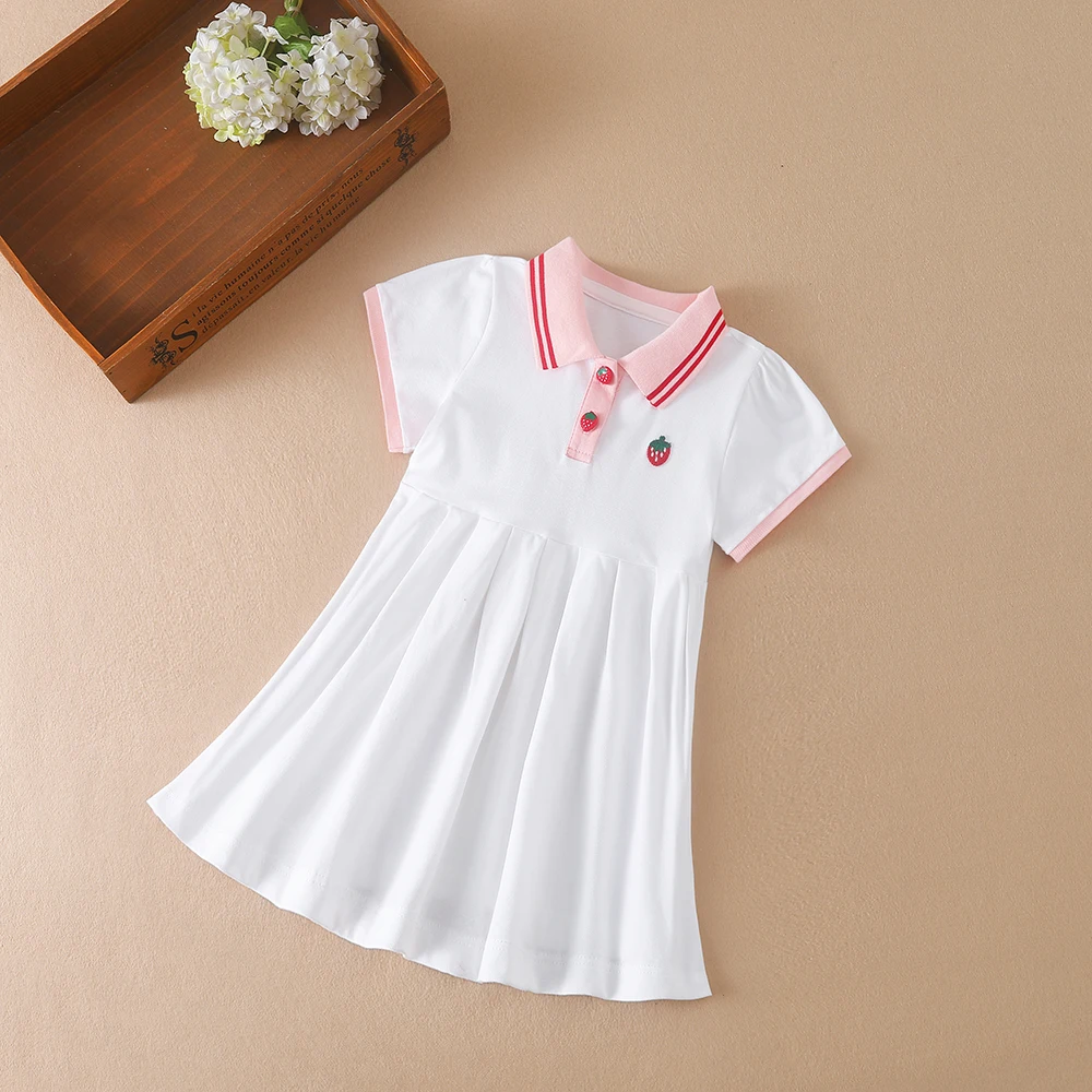 Children Dress Summer Turn-Down Collar Kids Girls Clothes Fashion Cute Toddler Baby Girls Clothing Summer Dress Girl