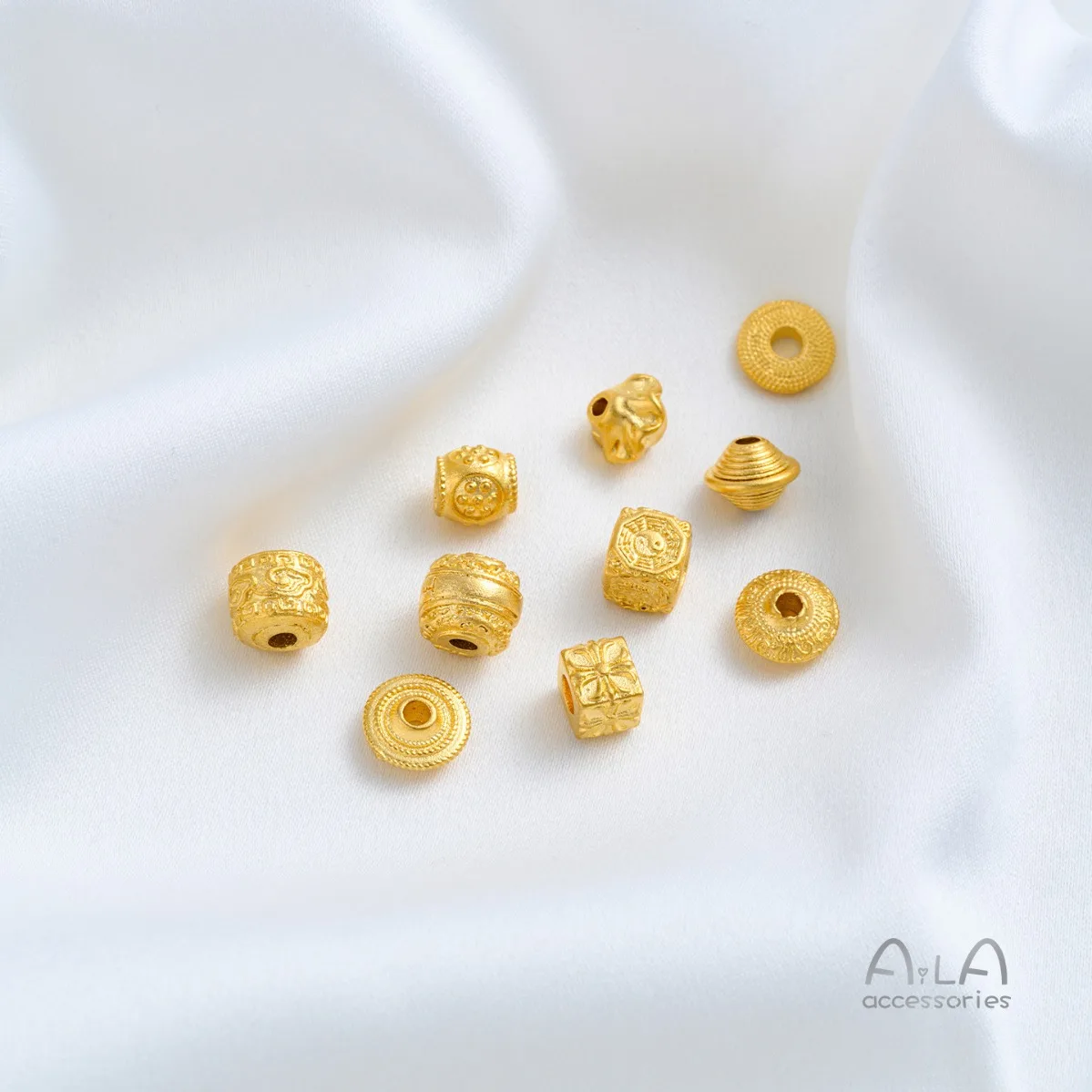 Brass Gold Tone Plated Fish Pattern Triangle Plum Blossom Coin Spacer Beads DIY Bracelet Necklace Jewelry Findings