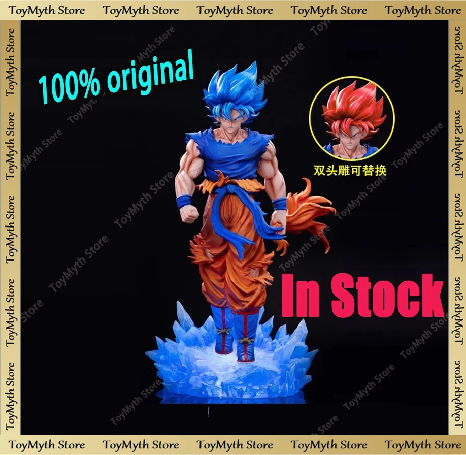 

33cm Dragon Ball Z Super Saiyan Blue Son Goku Figure LED Illuminated Base Statue JG Model Anime Kakarotto Collectible Toy Gift