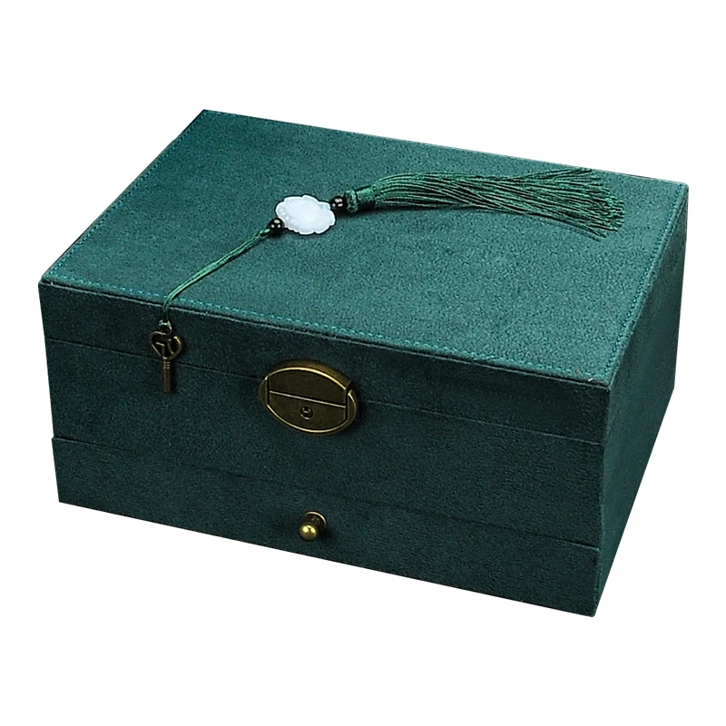 Imagem -06 - Velvet Jewelry Box com Borlas Vintage Locks Grande Capacidade Mais Recente