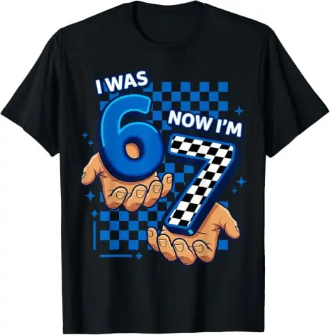 Ich war 6, jetzt bin ich 7. 7. Geburtstag 6 7 Geburtstag Jungen T-Shirt Y2k Mode 67 Six Seven Grafik-Bekleidung Rennsportliebhaber Weiches Baumwoll-T-Shirt – Detail 16