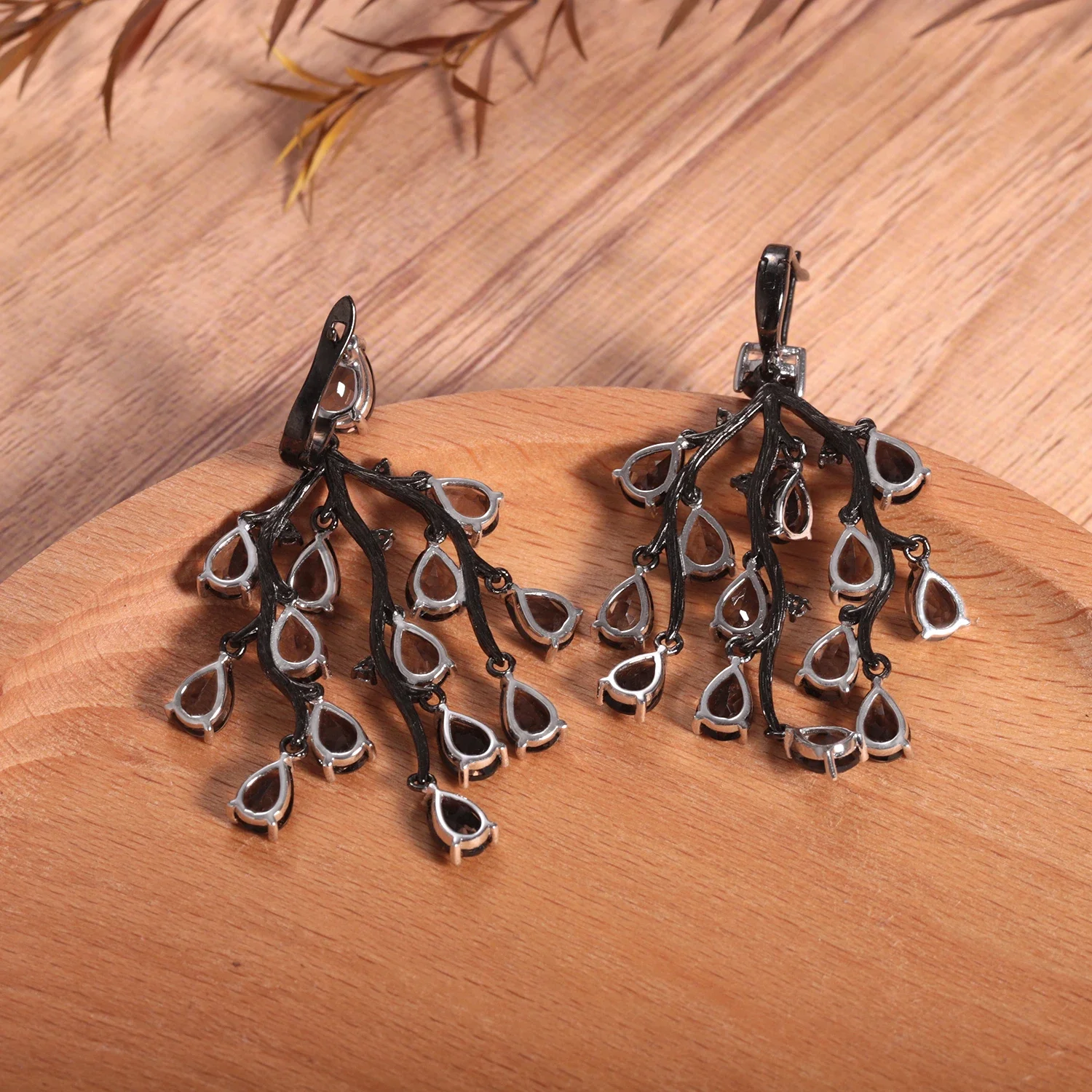 GEM\'S BALLET 925 Sterling Silver Creative Pine Branch Earrings Natural Red Agate Gemstone Handmade Drop Earrings Gift For Her