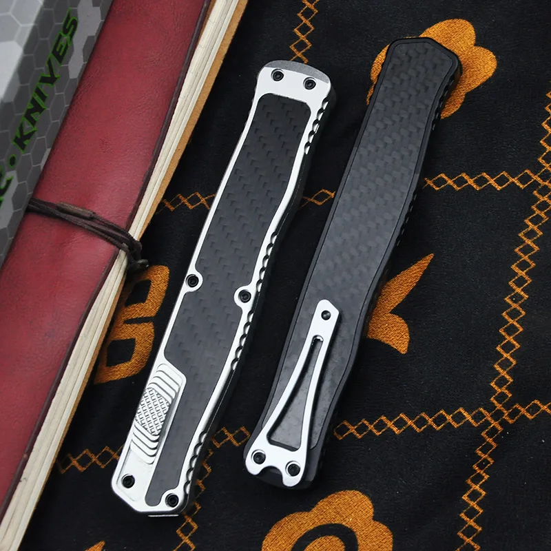 

Heretic Cleric II OTF Tech Knife Camping Pocket D2 Blade Outdoor Knives EDC Tools Self Defense CNC Aluminum Alloy +CF Handle