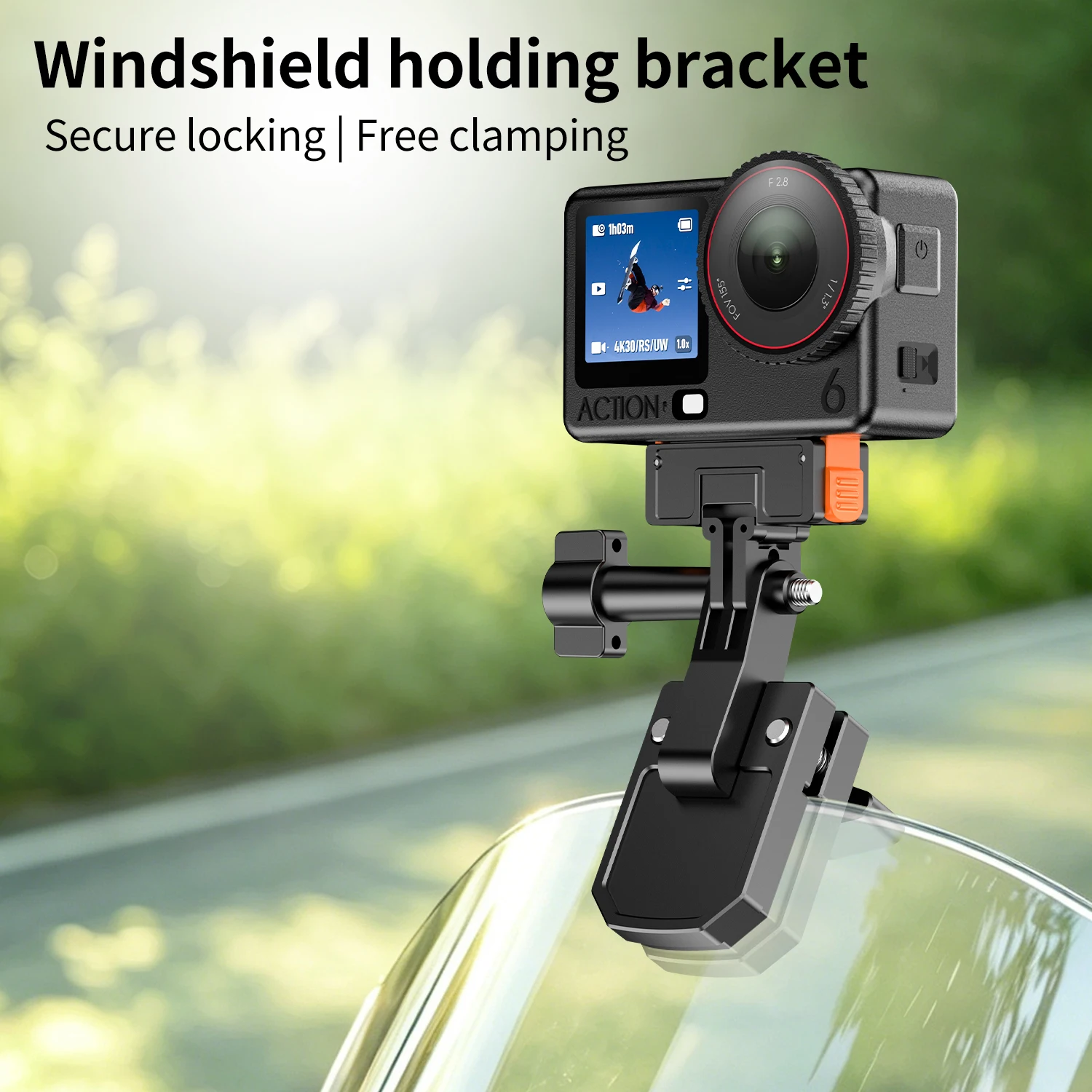 Motorcycle Windshield Mount Clamp Aluminum Clip For GoPro 13 12 Insta360 Go Ultra For DJI Osmo Nano/360/Action 6 5 Pro Pocket 4