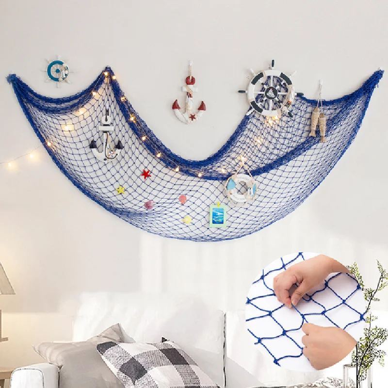 Fishing Net Wall Hangings Studio Prop Room Home Decor Sea Stickers Marine Over The Garden Life Buoy Craft Nautical Crafts