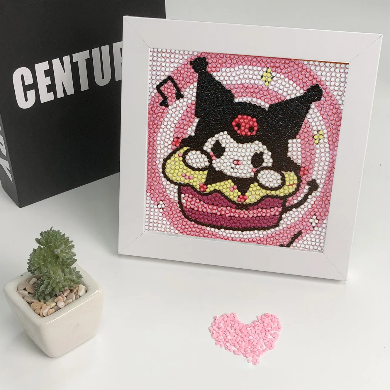 

Sanrio Cartoon Crystal Diamond Decorative Painting Handmade DIY Cross Embroidery with Frame Kit Cake Kuromi Birthday Gift