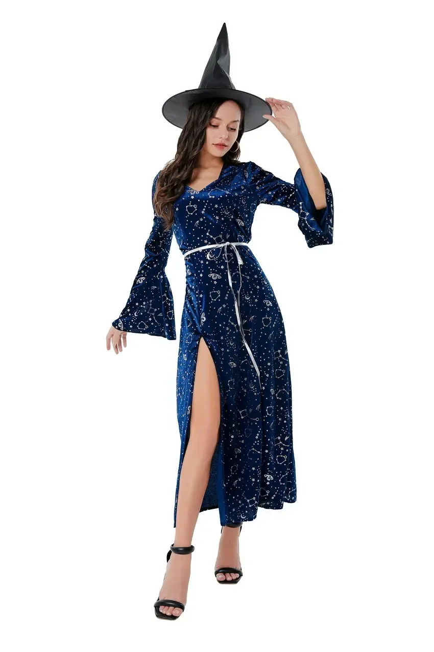 Halloween Cosplay Witch Costumes Women Fancy Dress Adult Carnival Masquerade Clothing With Hat