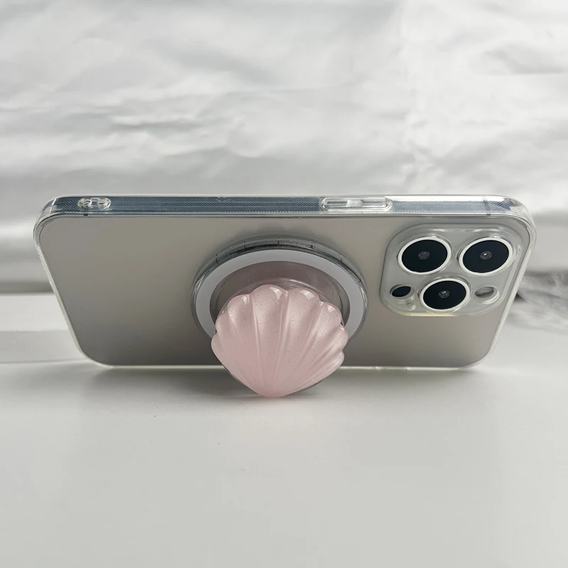 لطيف الراتنج لامعة شل المقبس حامل هاتف الأزهار قبضة ل Magsafe آيفون ماك سامسونج آمنة البنصر توسيع الوقوف