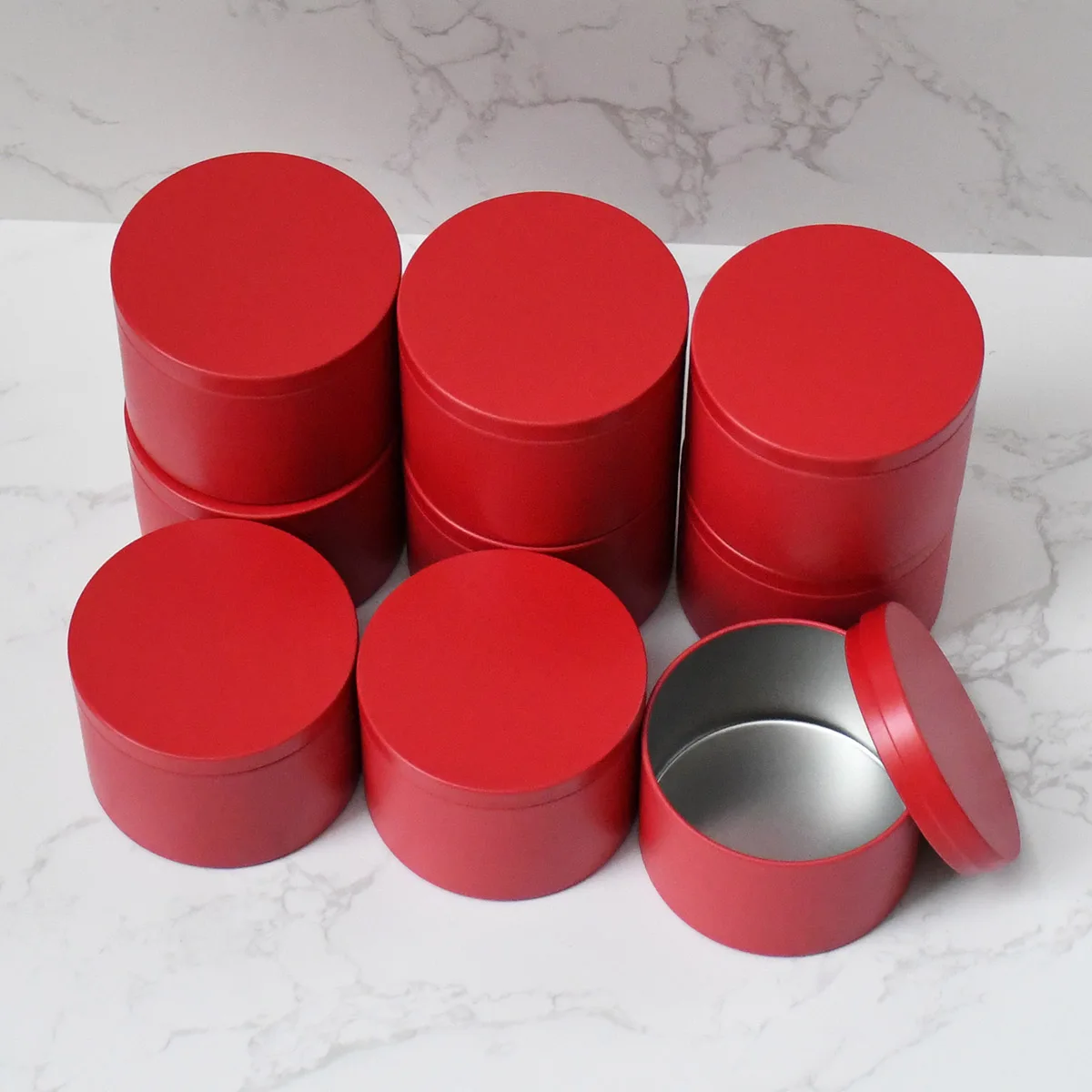 24pcs Premium Matte Red Candle Jars,8oz Candle Jars With Lids, Red Candle Jars For Candles