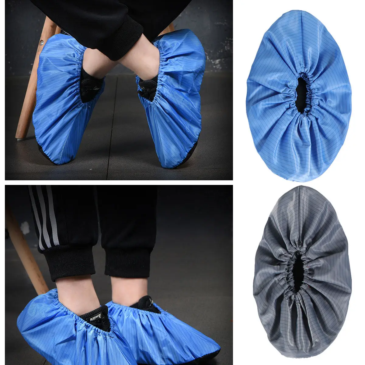 

6Pairs Anti-Static Foot Covers Static-Free Reusable Washable Thick Polyester Non-Slip One-Size-Fit-All Lab Workshop Beauty