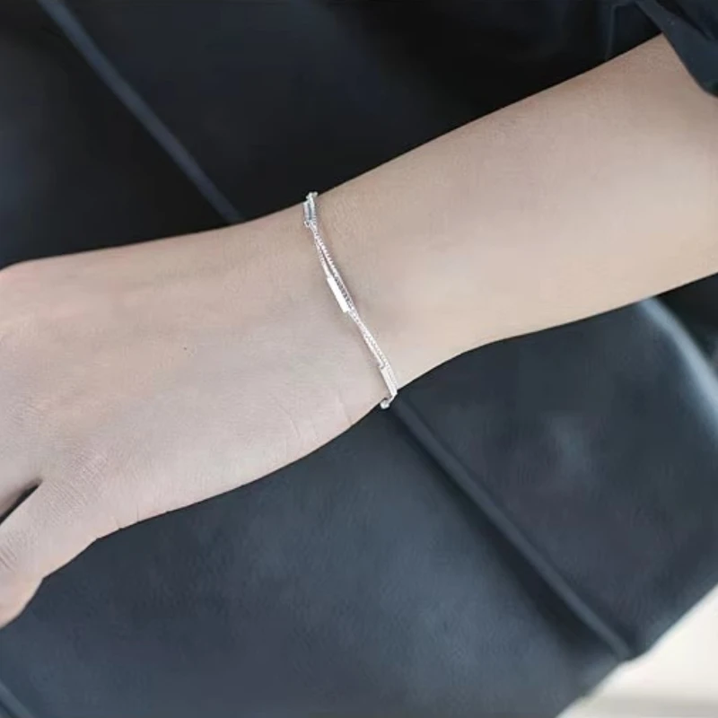 Personality New Art 925 Sterling Silver Jewelry Female Simple Geometrical line High-quality Popular Bracelet