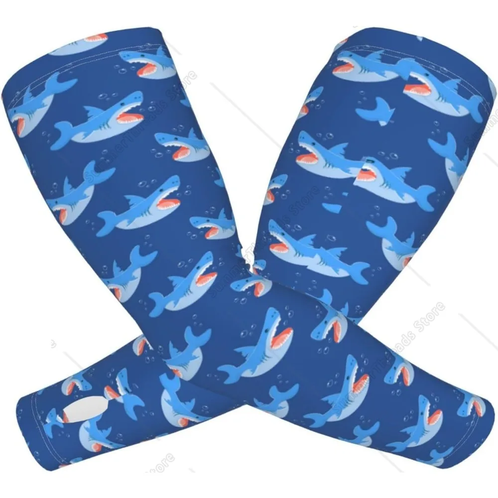 Party Shark Cute Imprimir Unisex Protección Solar Brazo Mangas Enfriamiento Antideslizante Hielo Seda Mangas Deportes