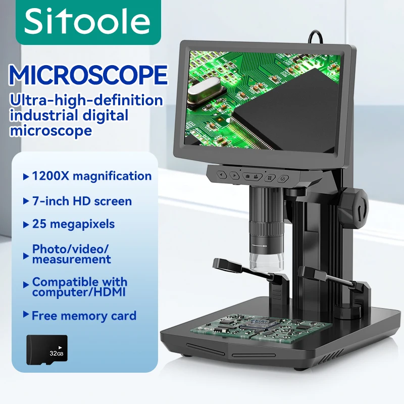 7 INCH PCB Microscope Camera 1600X Digital Electronic Video Microscope With Remote Control