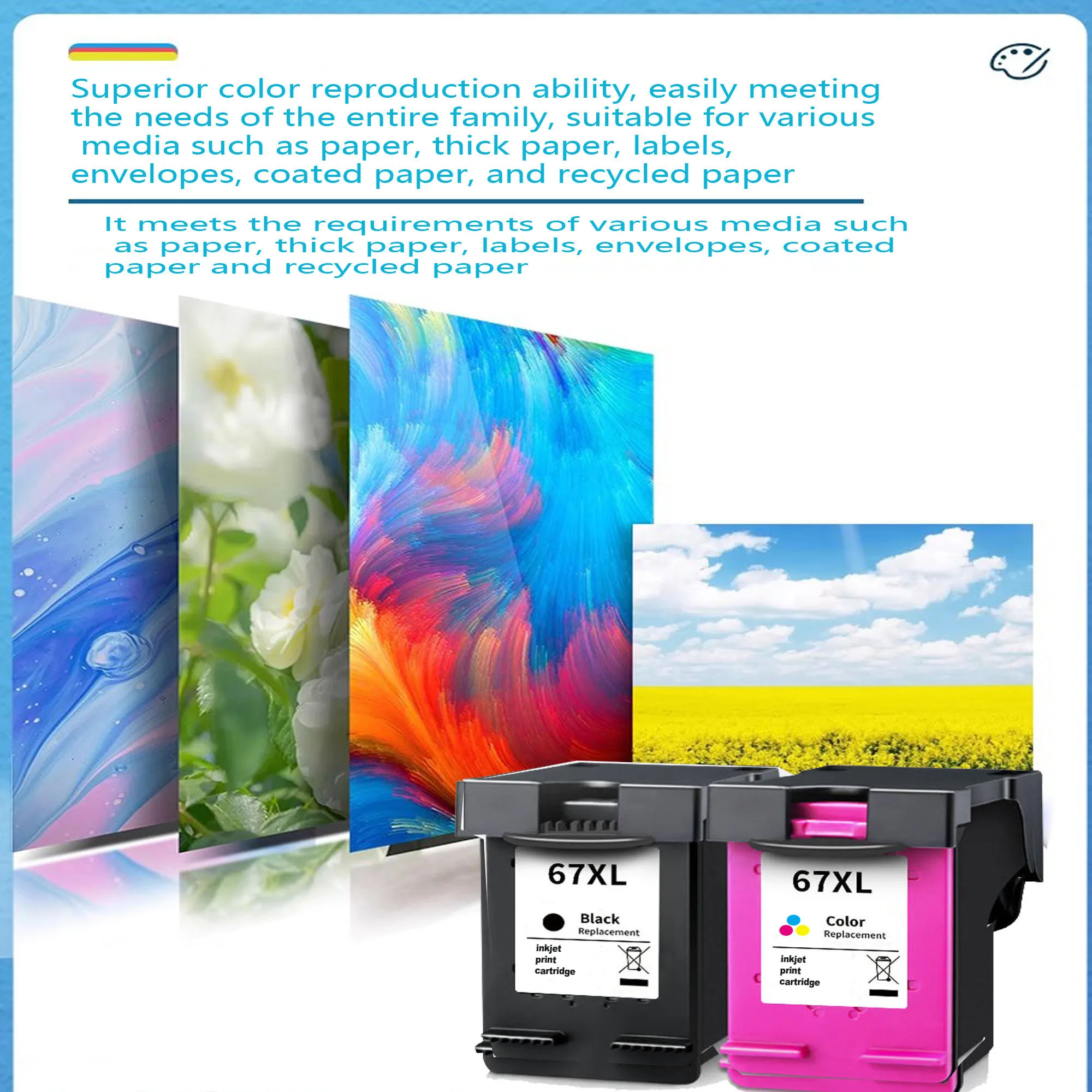 خراطيش حبر 67XL بديلة باللونين الأسود واللون للحبر 67 67XL خراطيش حبر كومبو للعمل مع DeskJet 2755e 2700 2855e #5