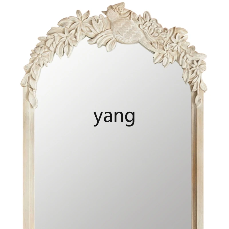 Yjq Bathroom Mirror Vintage Court Style Carved Bathroom Wall-Hanging Mirror with Special-Shaped Wash Basin Bathroom Mirror