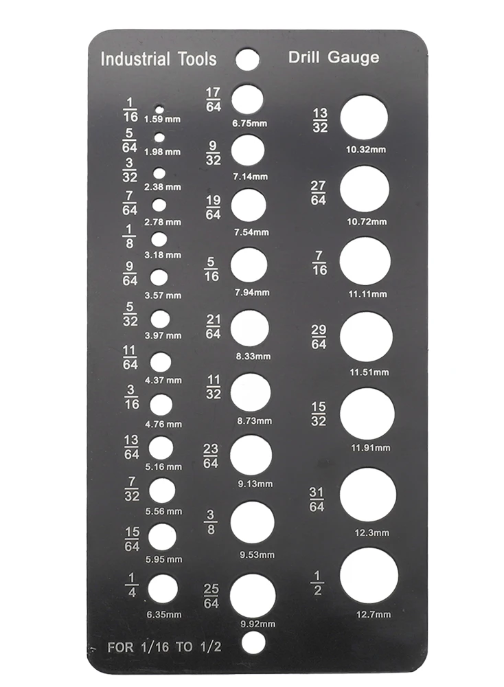 Calibre de broca de acero inoxidable, doble cara, 29 agujeros, tamaño métrico, calibre de diámetro para broca de 1/16 a 1/2, 1 unidad