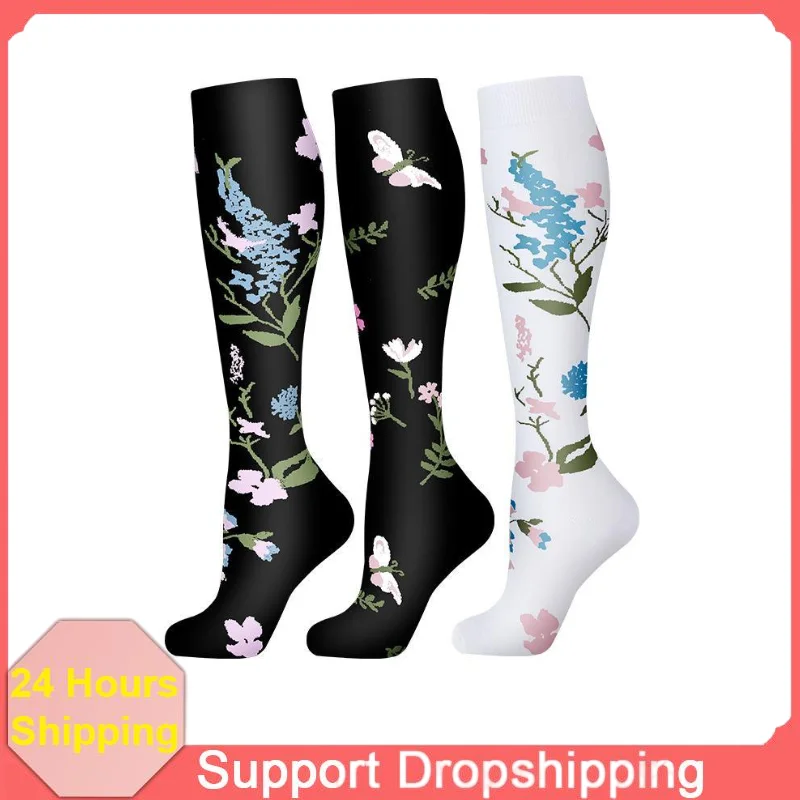 Compression Socks Nursing Women Men Comfortable Breathable Stockings  Hiking Travel Flight Socks Running Fitness Fashion Socks