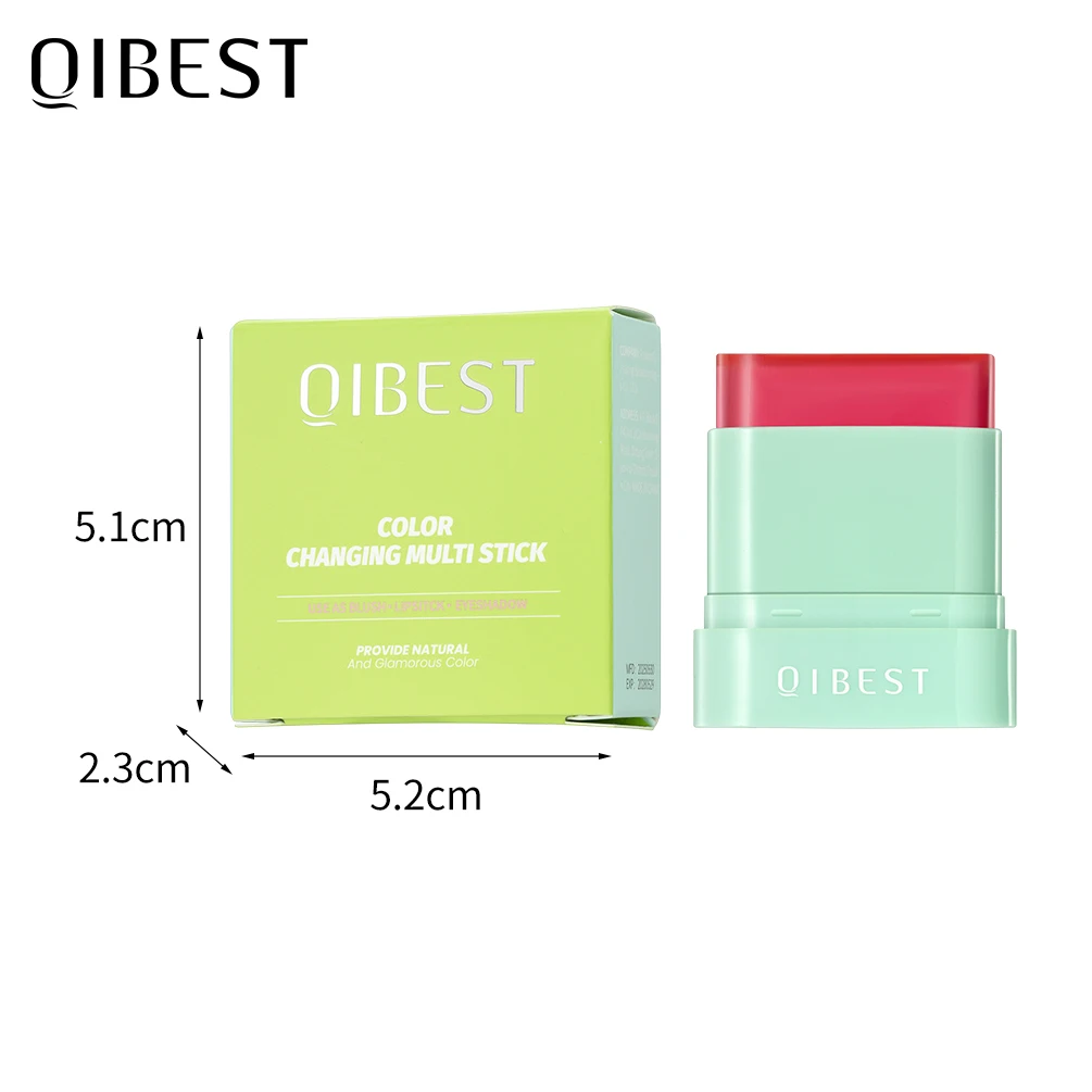 QIBEST 3 ألوان جيلي أحمر الخدود عصا بلسم الشفاه ظلال العيون 3 في 1 متعددة الاستخدام ماتي أحمر الخدود ترطيب سطع أحمر الشفاه المائية ماكياج #6