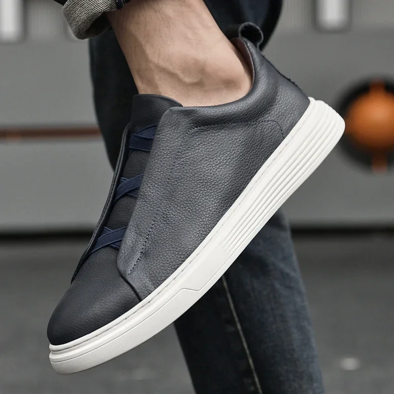 Genuine leather men's casual leather shoes Trendy minimalist versatile style Daily leisure business and office Youth adult shoes