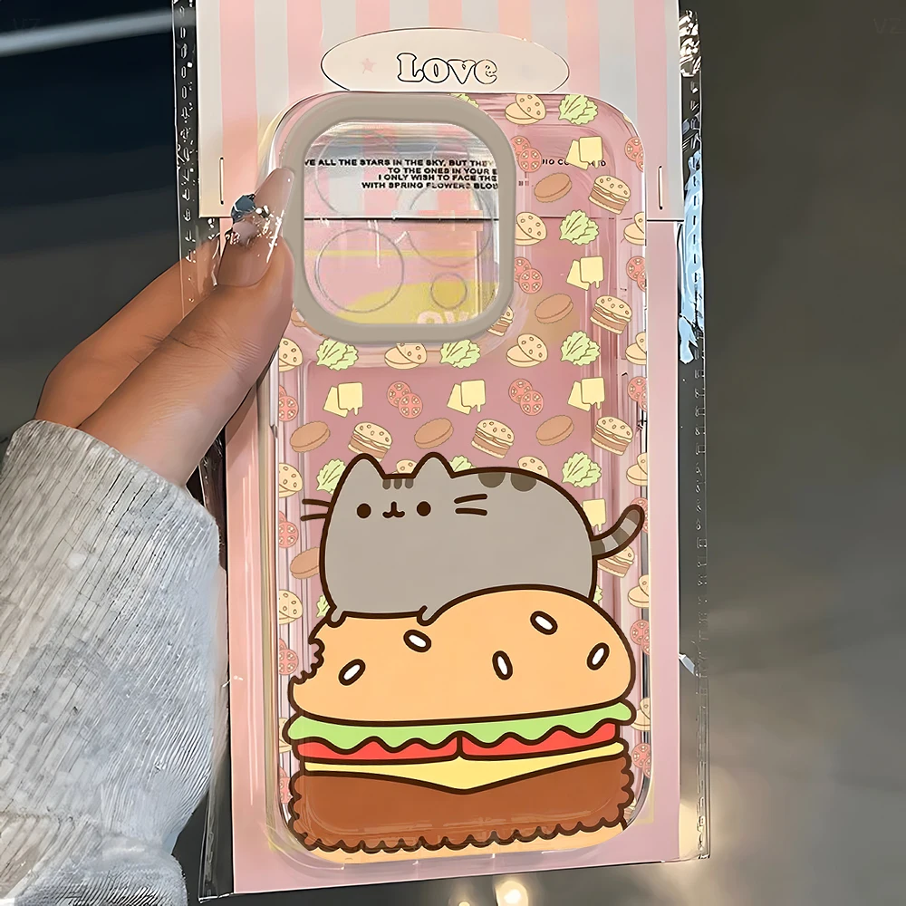 Cute P-Pusheens Cat Phone Case For Samsung Galaxy S26 S25 S24 S23 S22 S21 FE Note20 Note10 Edge Plus Ultra Lite 5G Clear Cover