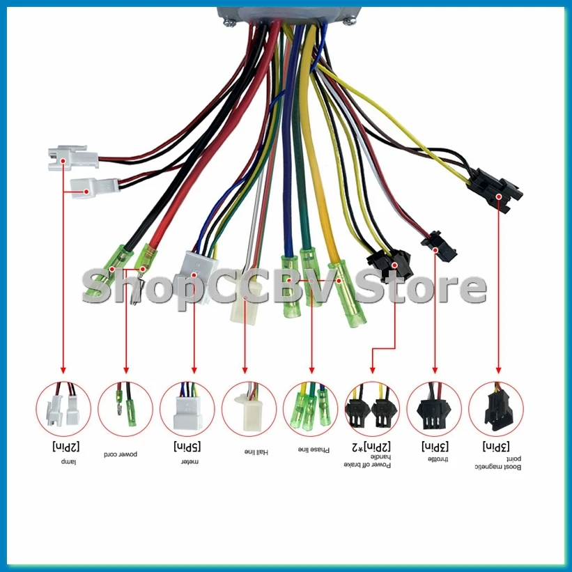 Ebike JN 15A Square Wave SM with Light Controller for 36V/48V 250W/350W Electric Mountain Bike Conversion Kit-A55K