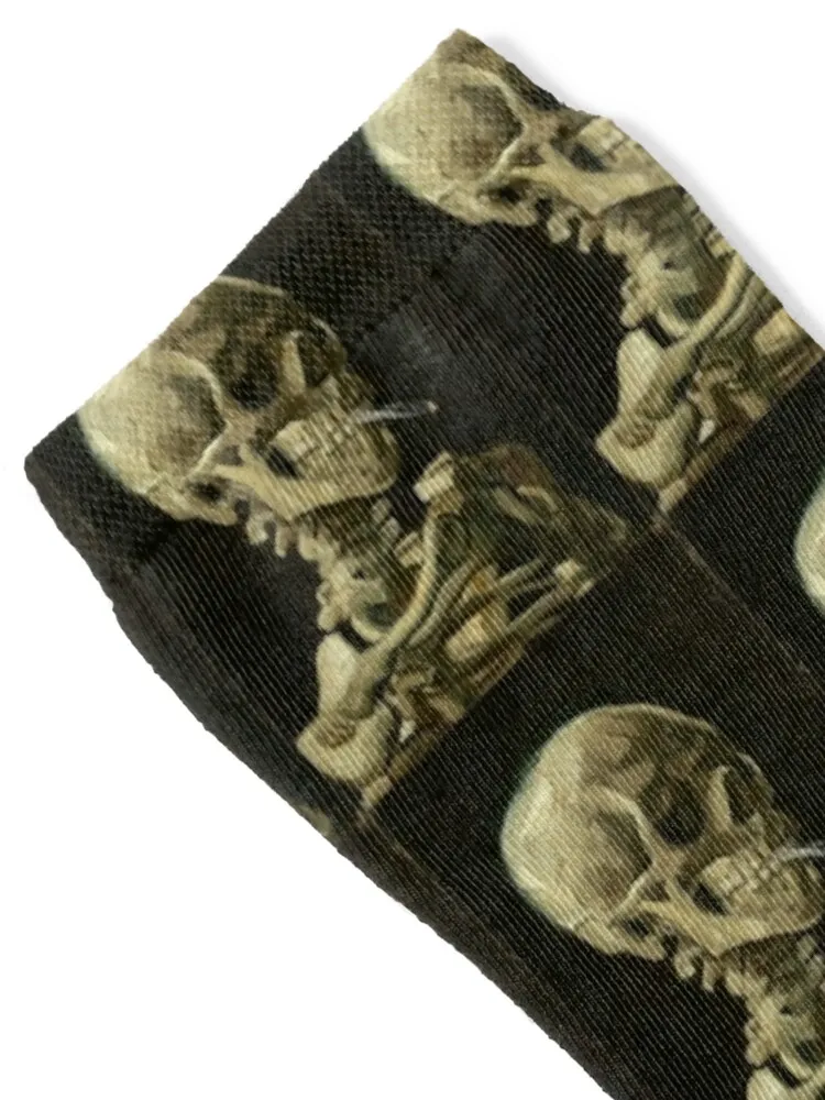 Memento Mori - Skull of a Skeleton with Burning Cigarette by Vincent Van Gogh Socks designer brand anime Socks Men Women's