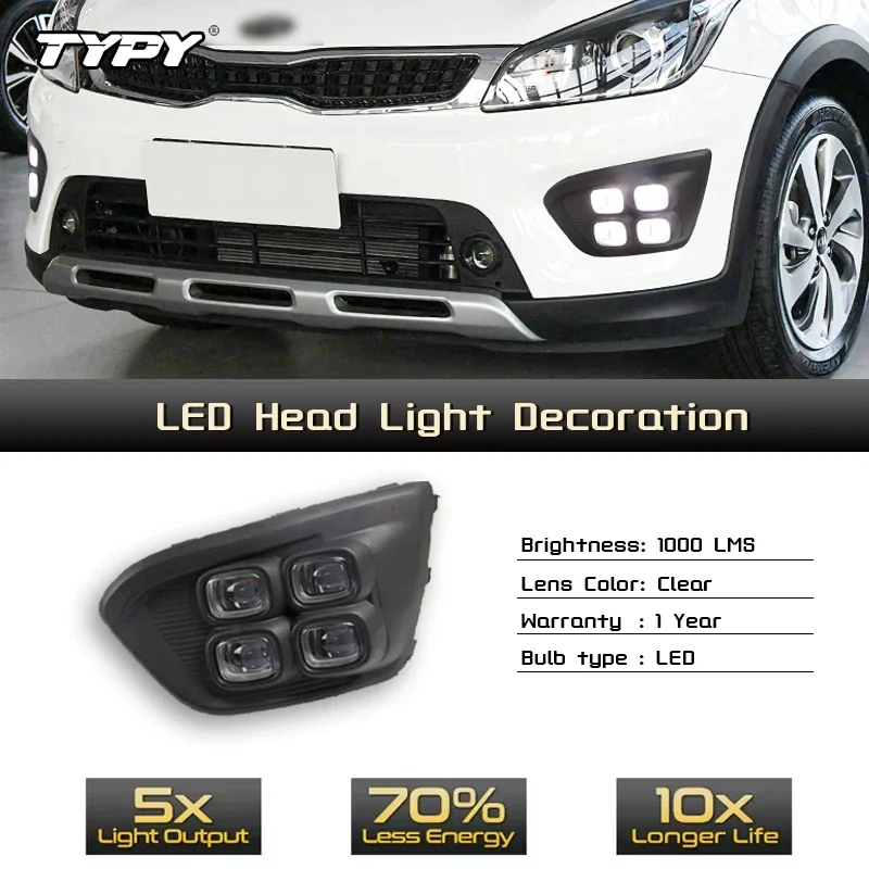 

TYPY Автомобильные светодиодные противотуманные фары для России KIA RIO X-Line 2017-2019, автомобильные светодиодные дневные ходовые огни, динамический указатель поворота, автоаксессуары