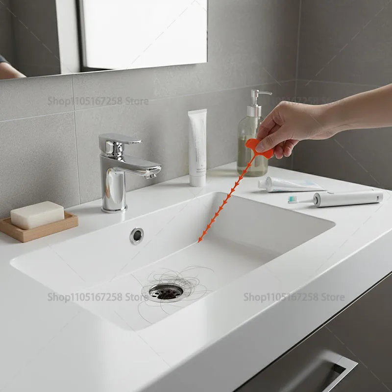 أداة ثعبان الشعر المطبوعة ثلاثية الأبعاد القابلة لإعادة الاستخدام لمجموعة تنظيف أنابيب الصرف الصحي لحوض الاستحمام، أداة تنظيف المنزل لمنع انسدادها