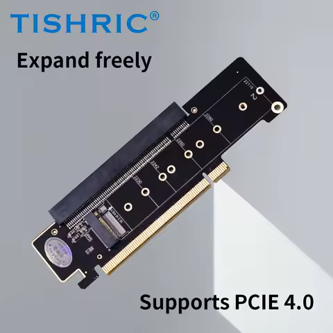 TISHRIC PCIE X16 To X8+X4+X4 Splitter Expansion Card PCIE4.0 M.2 PCIE Adapter M.2 NVMEx2 Input Ports Support 2280/2260/2242/2230