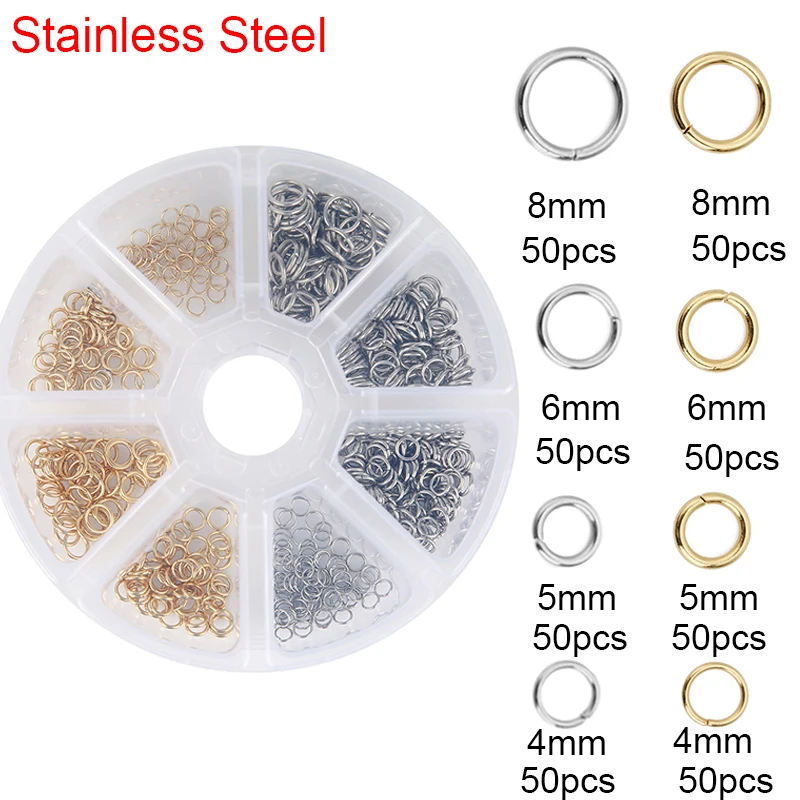 

Stainless Steel Lobster Clasps Open Jump Rings Crimp Beads Caps For Diy Bracelet Necklace Supplies Jewelry 2030