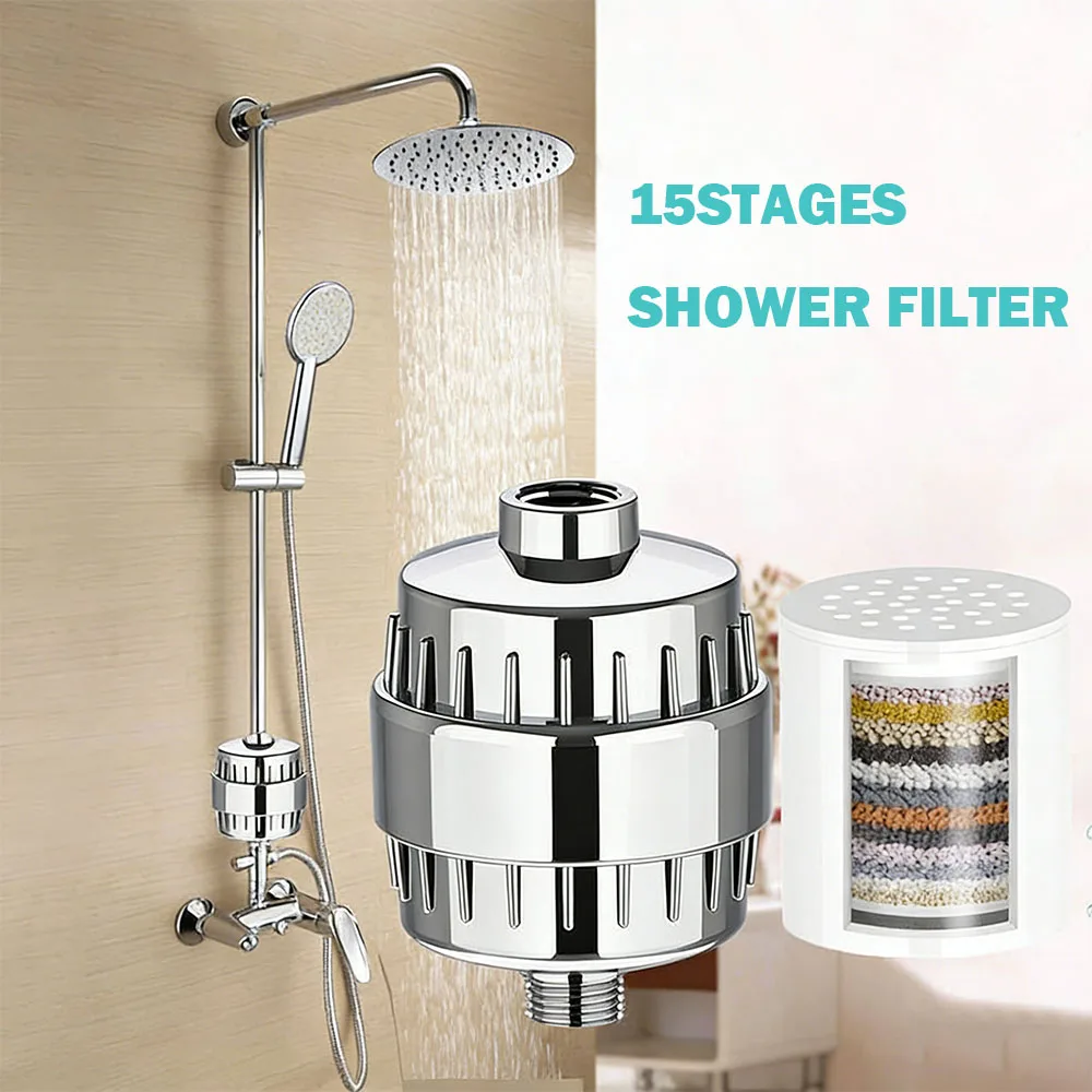 

15-20 Stages High Output Shower Water Filter to Remove Chlorine Fluoride Heavy Metals Filtered Soften Hard Water for Shower Head