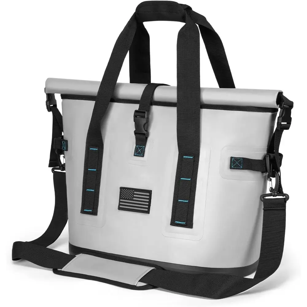 

Изолированная сумка-холодильник на 40 банок - герметичная, с откидной крышкой, для кемпинга, шопинга, пляжа, прогулок на лодке | 12+ часов сохранения льда | Внутри